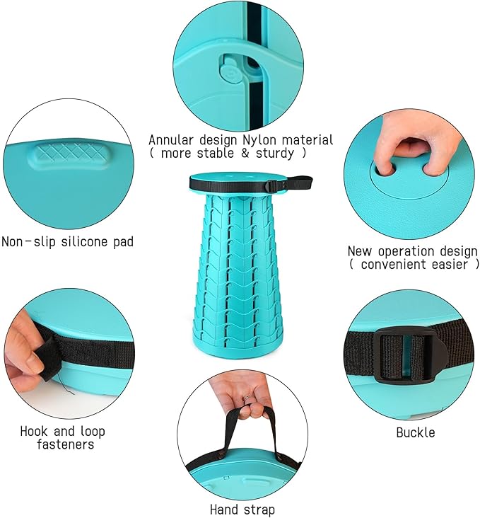 Portable & Lightweight Foldable Camping Chair for Adults, Heavy Duty Folding Stool with Adjustable Shoulder Strap, Perfect for Picnic, Beach, Backyard, and Sporting Events, Max Weight 400lbs