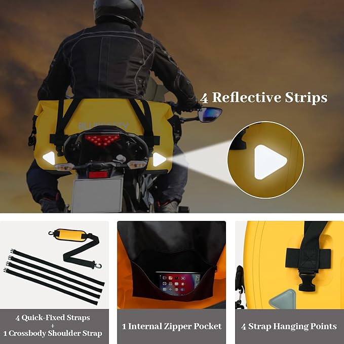 Large Waterproof Duffel Bag Roll-top Heavy Duty Dry Duffle Bags for Motorcycling, Rafting, Boating, SUP, Kayaking, Travel, 70L(Yellow)