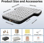 Coverado SUV Air Mattress, Thickened Flocked-Top Car Air Mattress with Wireless Built-in Pump, Pillows, Patch Kit & Carry Bag, Quick&Easy Set Up, SUV Mattress Camping Bed Universal fit for Most Cars