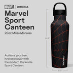 Corkcicle Sport Canteen - Keeps Beverages Cold 25 Hours - Triple Insulated Stainless Steel - Screw-On Lid - Reusable Bottle - Summer Drinkware Gift - Keeps Drinks Ice Cold - 20 oz - Spider-Man