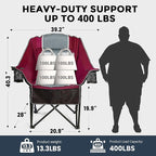 Oversized Camping Chair for Large Adults Heavy Duty 400 lbs Capacity, Comfortable Padded Folding Lawn Chair with Back & Headrest Support and Cup Holder, Portable Outdoor Chair with Carry Bag