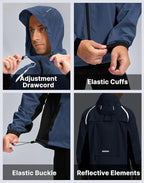 Men's Cycling Rain Jackets Waterproof Running Bike Windbreaker Lightweight Packable Hooded Jacket