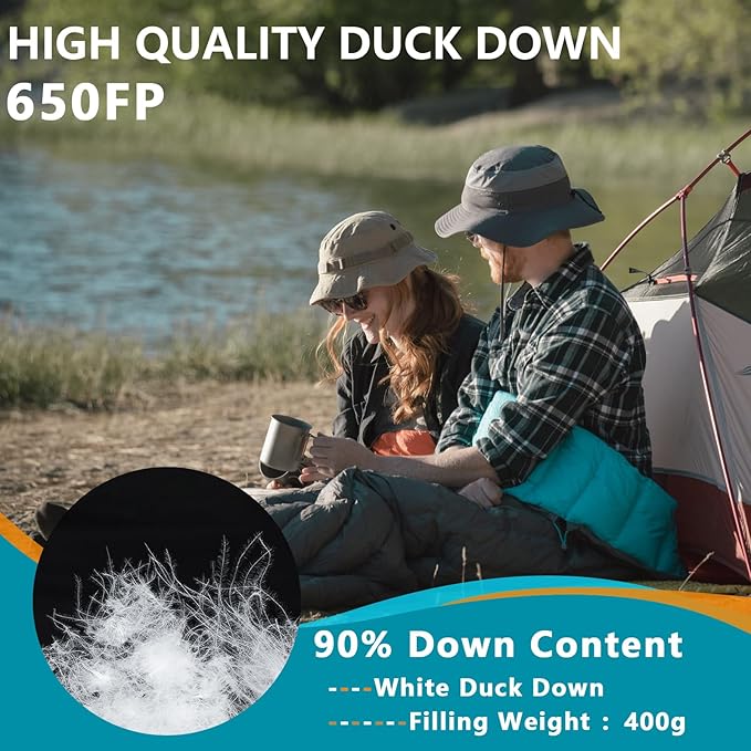 BISINNA 1.72lbs Ultralight Backpacking 650 Fill Power 32-50F Down Sleeping Bag for Adults and Kids - Ultra Lightweight and Compact Backpack Envelope Sleeping Bag for Hiking Camping