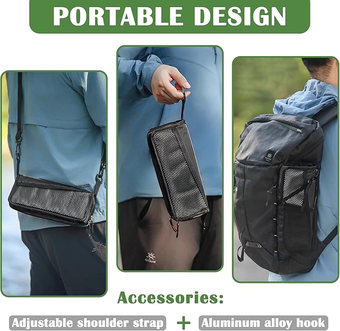 Camping Stool Pocket Chair, Lightweight Portable Stool with Shoulder Strap, Capacity 220lbs for Adults Outdoor Hiking Fishing Travel-Large Black