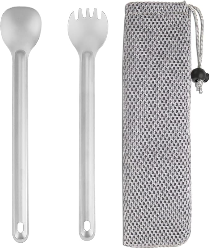 Titanium Long Handle Spork and Spoon Camping Utensils