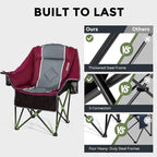 Oversized Camping Chair for Large Adults Heavy Duty 400 lbs Capacity, Comfortable Padded Folding Lawn Chair with Back & Headrest Support and Cup Holder, Portable Outdoor Chair with Carry Bag