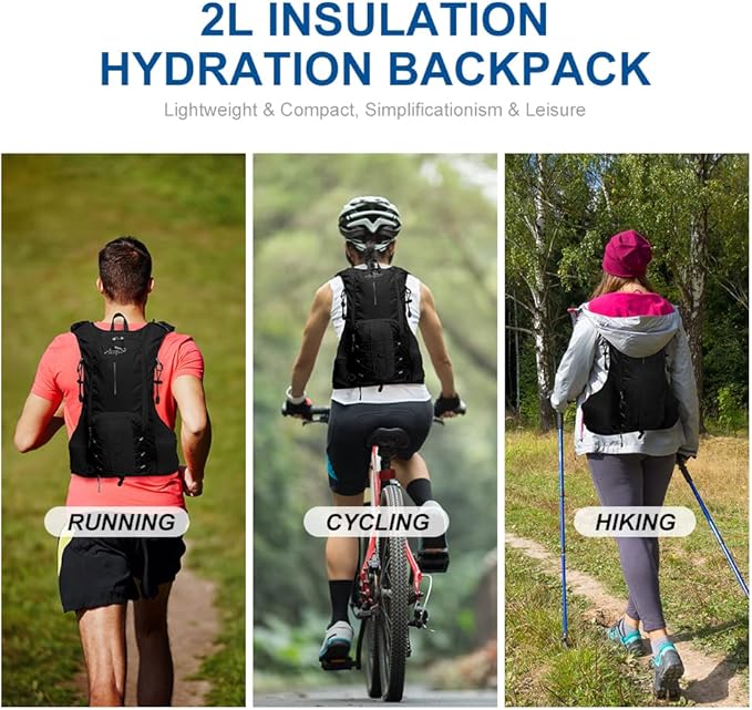INOXTO Hydration Pack Backpack ，Water Backpack with 2L Leakproof Water Bladder, Running Hydration Vest for Man, Daypack for Cycling Motocross Climbing Trail Running