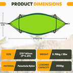 Chihee Ultra-Light Travel Camping Hammock Pop-up Net Hammock 660lbs Load Capacity,Breathable,Quick-Drying Parachute Nylon 2 Premium Carabiners,2 Tree Slings Included for Outdoor Backpacking Hiking