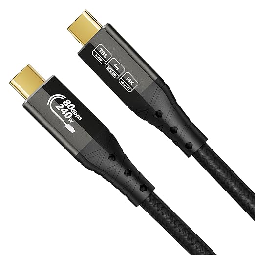 ZIKNYDO USB 4 for Thunderbolt 5 Cable, USB C 80Gbps Data Transfer, 120Gbps Bandwidth for 16K/Dual 8K Displays, PD3.1 240W Charging-1.6FT/0.5m, for Thunderbolt 4, SSD, MacBook M4 Pro/Max, Docking, eGPU