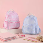 DYSHAYEN Gingham Kids Backpack,15 Inch School Backpack for Girls Boys,Kindergarten Large Bookbag Age 5-8 for Birthday Gifts School Overnight (Blue)