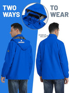TACVASEN Men's Rain Jacket Lightweight Windbreaker with Hooded Water Resistant Outdoor Raincoat for Hiking Travel Camping