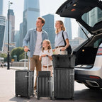 Hoteel 5 Piece Luggage Set (4-YEAR WARRANTY) ABS+PC Hardshell Carry on Suitcase with Spinner Wheels & TSA Lock for Men and Women, Rolling Suit Case for Plane, Travel, Business, Black (20/24/28/DB/TB)