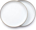 Barebones Enamel Deep Plate - Set of 2 Dinner Plates - Hand-Finished Baked Stainless Steel Trim Plate Set - Camping Kitchen and Dish Set (Eggshell)