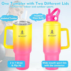 40 oz Tumbler with Handle and Straw or Convert to 40 oz Insulated Water Bottle Fits in Cup Holder. Stainless Steel Metal Water Flask with 2 Lids for Travel,Camping,Gym Sports Coffee Mug Thermal Cup