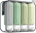 Mrsdry Travel Bottles for Toiletries, Large 6oz Oversize Containers, BPA Free Leak Proof Tubs Refillable Liquid Traveler Accessories with Toiletry Bag for Cometic Shampoo and Lotion Soap (4 Pack)
