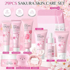 29Pcs Sakura Skincare Set, Skincare for Girls 10-12, Complete Skincare Routine for Clean, Soft and Hydrated Skin, Perfect Easter Basket Stuffers for Teen Girls