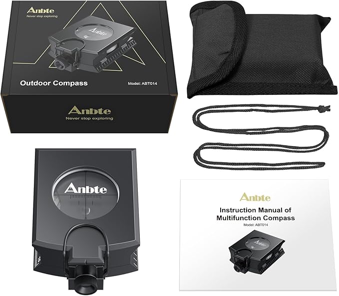 Compass Hiking Survival, IP65 Waterproof Metal Compass with Sighting Clinometer and Carry Bag, Multifunctional, Professional, for Camping Hunting Hiking Navigation