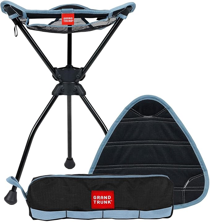 GRAND TRUNK Compass 360 XT Extra Tall Swivel Stool - Compact 260lb Capacity Portable Outdoor Seat for Camping & Travel (Brown)