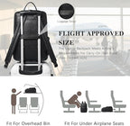 Leather Backpack for Women, Fits 17 Inch Laptop in Main Compartment, Dedicated 15.6 Inch Padded Sleeve, Large Vegan Leather Travel Computer Bag with Luggage Strap for Business and Work, Black
