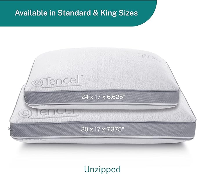 Sleep Innovations Customizable Comfort Gel Memory Foam Pillow, Standard Size, Tencel Cover, Side, Stomach, and Back Sleepers, Soft-Medium-Firm Adjustable Support