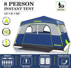 4/6/8 Person Instant Tent, Waterproof Pop Up Tents for Camping with Rainfly, 60 Seconds Easy Setup, Automatic Cabin Tent for Family Camping with Expandable Carry Bag & Upgraded Ventilation