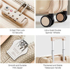 Hanke 20/29 Inch Carry On Luggage Sets 2 Piece Hard Shell Suitcases with Spinner Wheels Extra Large Travel Luggage Rolling Suitcase for Travel Nestable Storage（Cuba Sand）