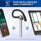 Bluetooth Headset V5.3, Wireless Bluetooth Earpiece with 600mAh Charging Case, 110H Playtime, Hands Free Headset for Cell Phone and Computer with Built-in Microphone for Work Trucker Office