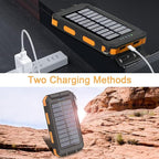 Solar Charger, 38800mAh Portable Type-C Solar Power Bank for All Cellphones, Waterproof Battery Pack, Outdoor External Backup Power Charger Three Outputs/LED Flashlights, Perfect for Camping Travel