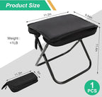Pocket Chair, Black Portable Stool, Purse Chair, Lightweight and Foldable, High Load-Bearing Capacity, with A Handbag, Suitable for Traveling, Camping and Mountain Climbing