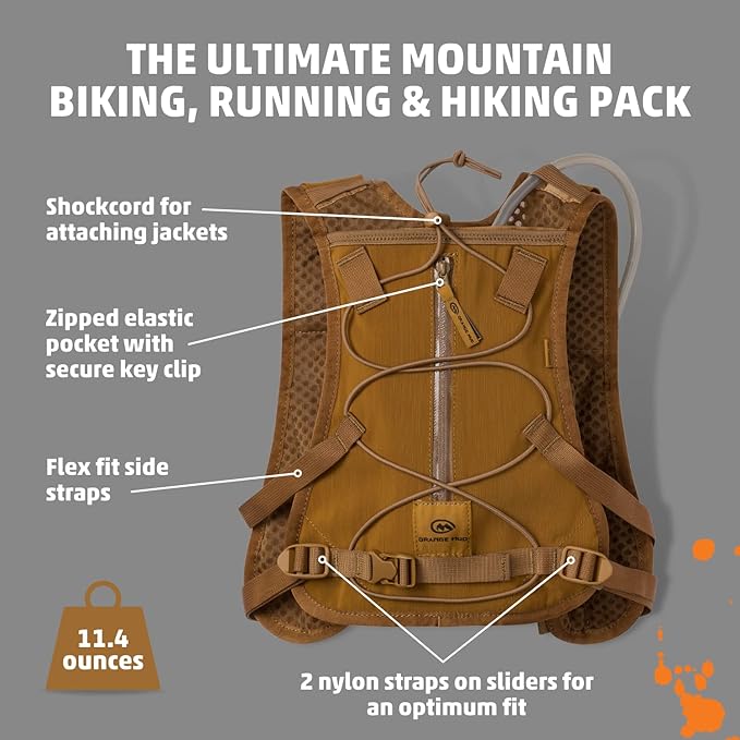 Orange Mud Endurance Pack V3.0 Running Vest – 2L Hydration Backpack for Trail Running, Hiking & Cycling – Lightweight, Breathable Mesh, Gear Pockets, Trekking Pole Loops