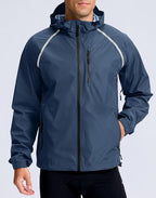 Men's Cycling Rain Jackets Waterproof Running Bike Windbreaker Lightweight Packable Hooded Jacket