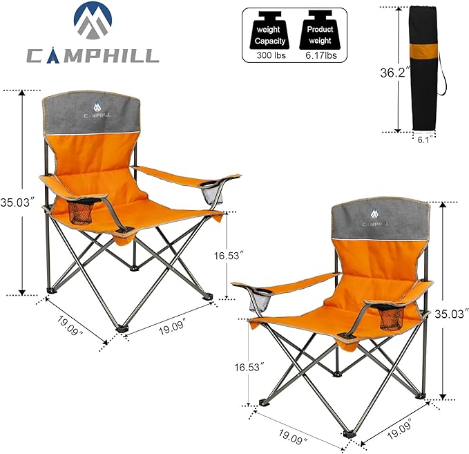 Camping Chair Set of 3, Outdoor Folding Camping Chairs for Heavy People with Cup Holder & Carry Bag,Collapsible Chair Include One Sofa Chair and Two Single Chair,Support up to 500lbs