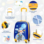 HONEY JOY Kids Luggage, 12" Toddler Backpack & 16" Travel Suitcase with Wheels, Lightweight Toddler Girls Suitcase, Durable ABS Hardshell, 2Pcs Carry On Luggage Set for Boys Girls