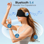 ZUMUSEN Bluetooth Sleep Headphones, 3D Wireless Music Eye Mask with Ultra-Thin Stereo Speakers, Adjustable Sleep Mask for Side Sleepers, Perfect for Travel, Meditation, Relaxation