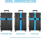 Luggage Straps for Suitcases TSA Approved Travel Belt 4 Pack by Chelmon (Sky Blue)