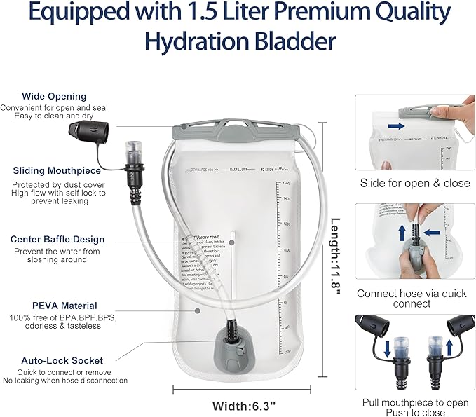 Running Hydration Vest 5L,Running Vest Pack with 1.5L Water Bladder,Lightweight Water Backpack for Hiking Running Cycling