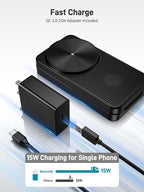 Wireless Charger for Apple Charging Station, Dual MagSafe Charger for iPhone 17/17 Pro/17 Pro/iPhone 16 Pro Max//AirPods, 3 in 1 Foldable iPhone Charging Station, Watch Charger for Apple iWatch Series