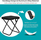13.5-inch Lightweight Aluminum Folding Stool - Portable Compact Camping Stool Supports 350lbs, Handbag Style Carry - Ideal for Camping, Fishing, Backpacking, Outdoor, Travel