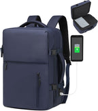 Lay Flat Carry on Travel Backpack, 30L Airline Approved, Fits 16" Laptop, USB-C & USB-A, Water Resistant, Gray