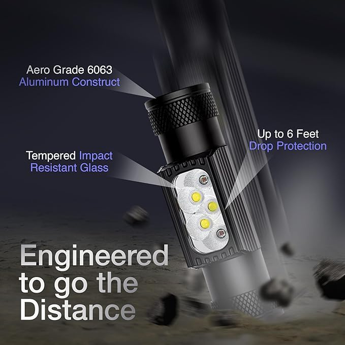 K-Bern Rechargeable Headlamp. 1850 Lumen, Ultra Bright Head Lights for Forehead. Waterproof, Lightweight Aluminum, 2600mAh Battery, Perfect for Dog Walking, Camping, Hiking & Hard Hats