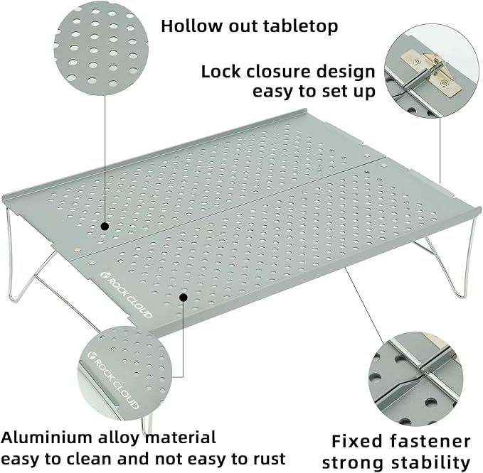 ROCK CLOUD Mini Compact Camping Table Ultralight Folding Table for Backpacking Camp Hiking Beach Picnic BBQ