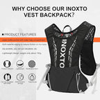 INOXTO Hydration Vest Backpack,Lightweight Water Running Vest Pack with 1.5L Water Bladder Bag Daypack for Hiking Trail Running Cycling Race Marathon for Women Men