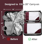 9 Set Compression Packing Cubes for Travel - Compressible, Lightweight, and Space-Saving Packing Cubes, Travel Essentials for Women, Wine