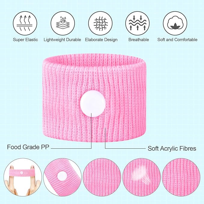 Motion Sickness Bands for Kids Cruise Travel Essentials Anti-Nausea Acupressure Wristband for Morning Car Sea Sickness Wristbands for Kids-2 Pairs White/Pink