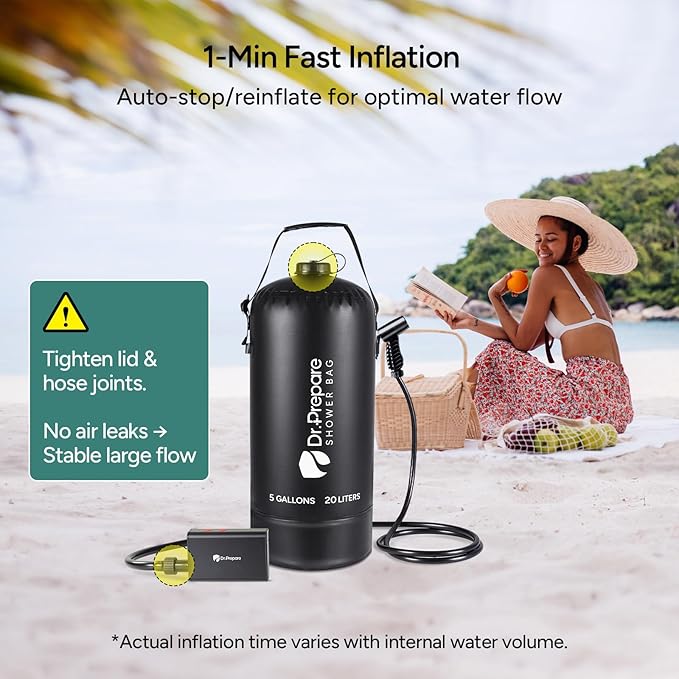 DR.PREPARE Portable Shower for Camping, 4/5 Gallons Camping Shower Bag, Portable Outdoor Shower with Pump for Hiking, Climbing, Pet Cleaning, Car Washing, Beach & Emergency
