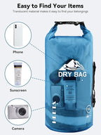 HEETA Dry Bag Waterproof for Women Men, 5L/10L/20L/30L/40L Roll Top Lightweight Dry Storage Bag Backpack with Phone Case for Travel Swimming Boating Kayaking Paddle Board Camping Beach Accessories