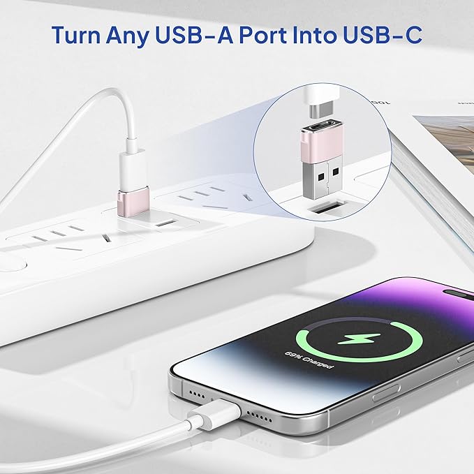 Elebase for Samsung Galaxy S25 Adapter,USB to USB C Adaptor 4Pack,Type C Female to A Male Cable Converter for Galaxy S24 S23 Plus Ultra FE,Z Fold Flip 7 6 5,A55 A54 A53 A52,Tab S10 S9 S8 A9 A8 A7 Lite
