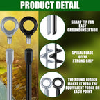 Lasnten 30 Inch Heavy Duty Ground Anchor Spiral Blade Earth Anchor Kit Metal Anchor Hook Beach Sand Stakes Camping for Securing Animals, Shelters, Tents, Canopies (Black, Silver,6 Pcs)