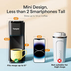 Mini Hot and Iced Coffee Maker Single Serve, for K Cup and Ground, 6 to 14 Oz Brew Sizes, with Recipe Book, for Home, Travel, RV, Office and Dorm, Classic Black (2.0 Version)