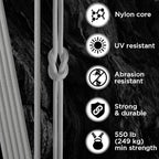 TECEUM 5/32" Paracord Rope 1000 – 1000ft / 200ft / 100ft / 50ft – Tactical Parachute Cord 4mm – 45+ Colors – Nylon String for Survival & Camping Gear – Stripe Cord for Survival – Utility Rope